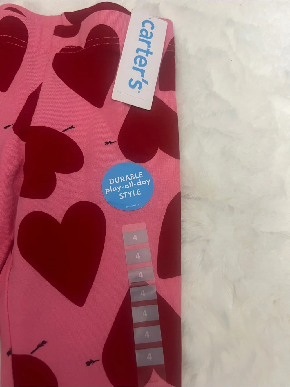 Carter's Pink Leggings with Red Heart Pattern